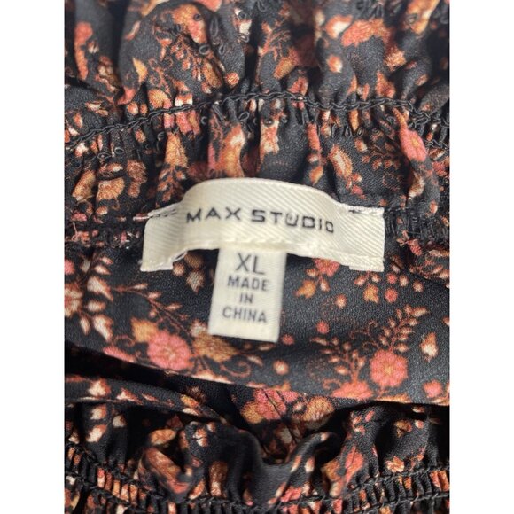 Max Studio Women's Blouse Size XL Ruffles Ditzy Print Autumn‎ Smocked Neck Cuffs - Picture 14 of 16